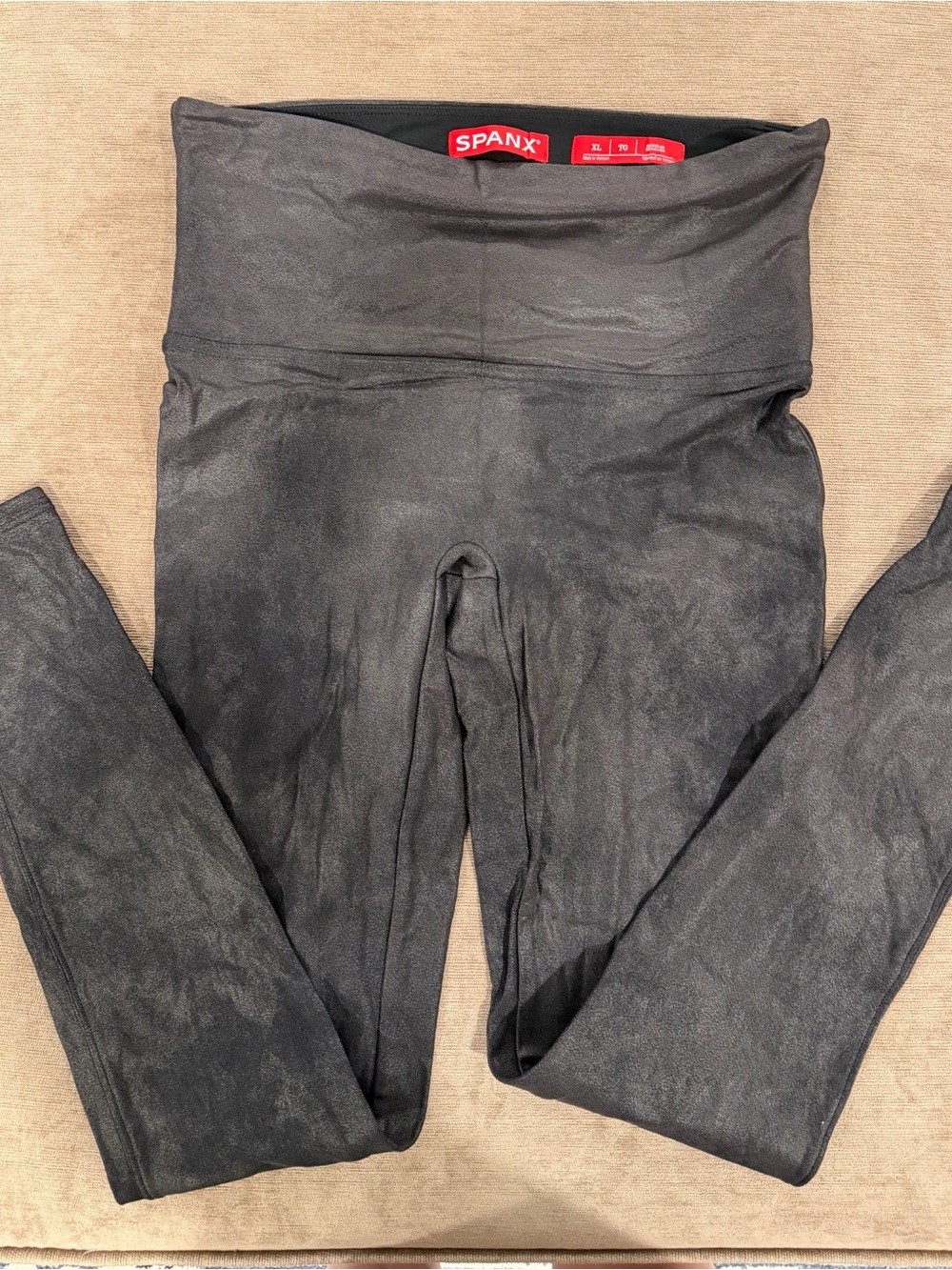 SPANX Black Leggings - faux leather fleece lined